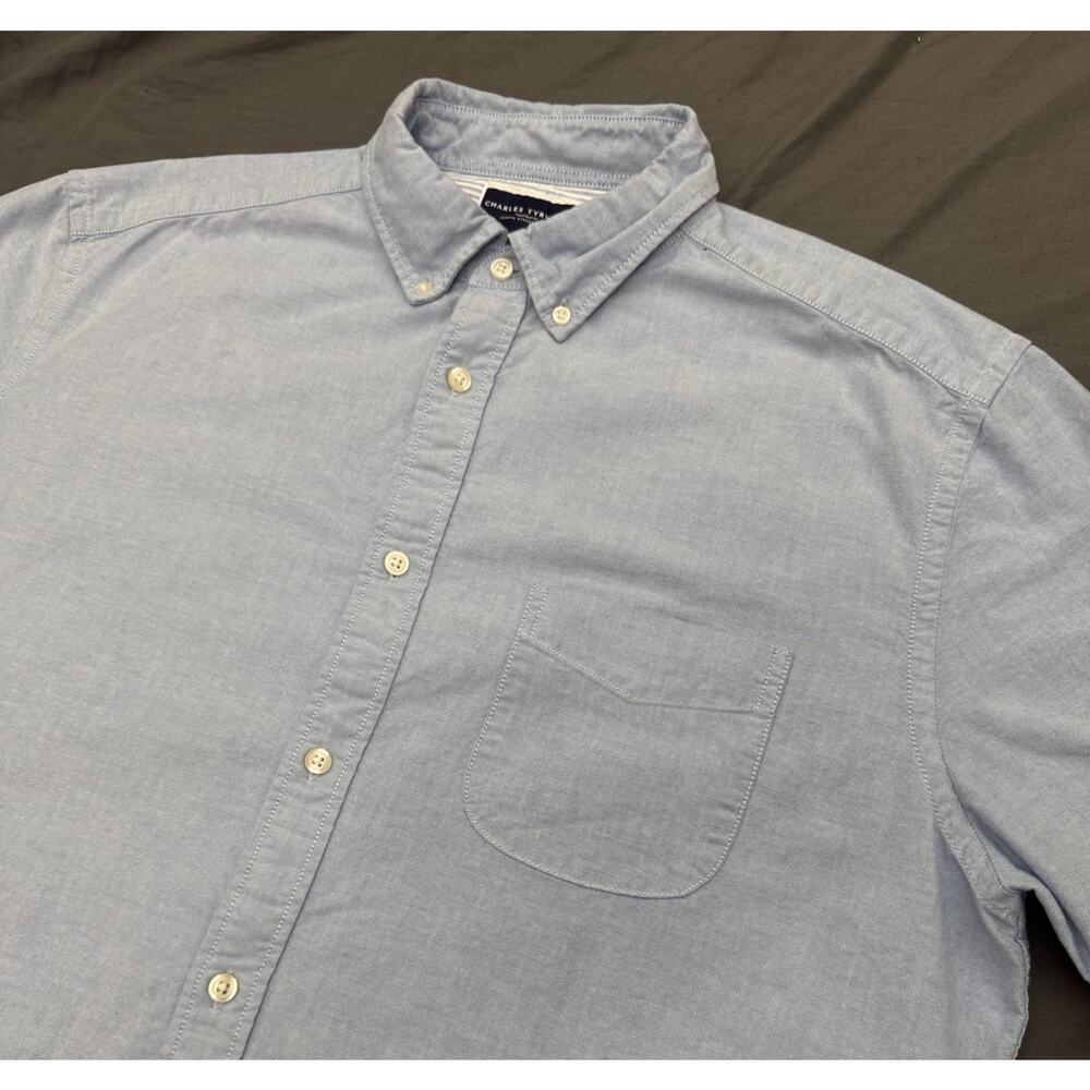 Charles Tyrwhitt Shirt Mens XL Blue Oxford Button Down Short Sleeve Classic Fit